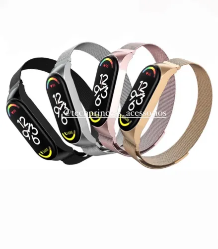 Pulseira mi band 5 e 6 aço com fechamento imã rose gold