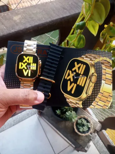 Smartwatch Relógio Inteligente JS Ultra 9 Dourado Bluetooth Masculino Feminino