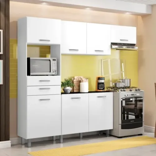 Cozinha Conjugada Lia 7 Portas 2 Gavetas C/ Balcão Tampo