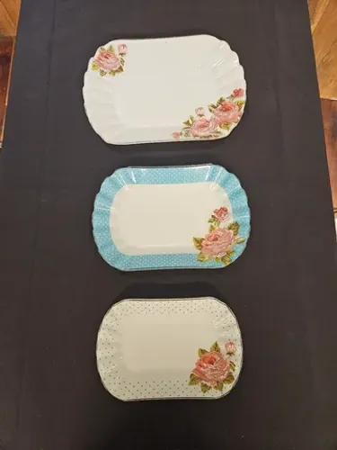 03 travessas vidro da linha bianca floral grande, média e pequena