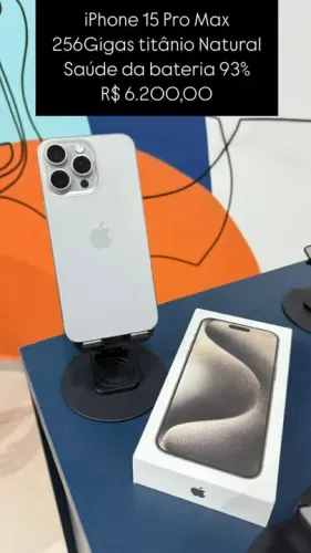 IPhone 15 Pro Max Titânio Natura 256Gigas Saúde de Bateria 93% | Loja Física |
