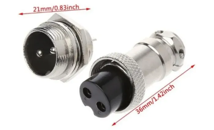 Conector Mike Gx16 Plug Macho E Fêmea 2 Pinos Aviação   Arduino Automação COD-CP245  