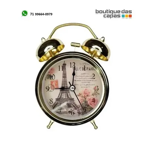 Relógio De Mesa Despertador Pariz Retro Com Luz Led Le-8120