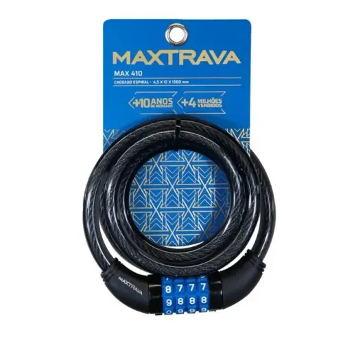 Cadeado Espiral Max410 Segredo 12x1500mm Fume Maxtrava 15010410