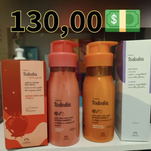 Perfume, hidratante, shampoo, sabonete