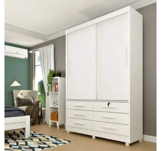 Guarda roupa com 2 portas de correr branco