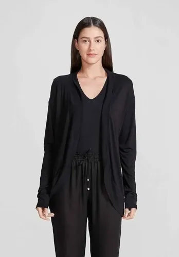 Cardigan Feminino Básico Em Malha de Viscose Preto   - Hering
