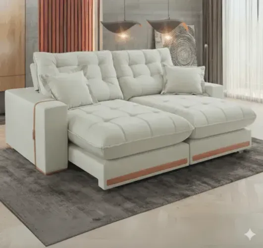 Sofá Retrátil e Reclinável 2,50m Ártemis Veludo - Receba Hoje