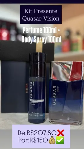 Kit Presente Quasar Vision - Perfume 100ml + Body Spray 100ml