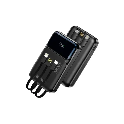 Carregador Portatil Hrebos Power Bank, Cabos Acoplados com pontas USB, Type-C e Lightning,