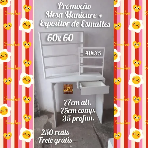 Kit mesa manicure + expositor de esmaltes 