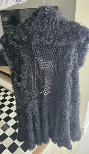 Sobretudo croché preto