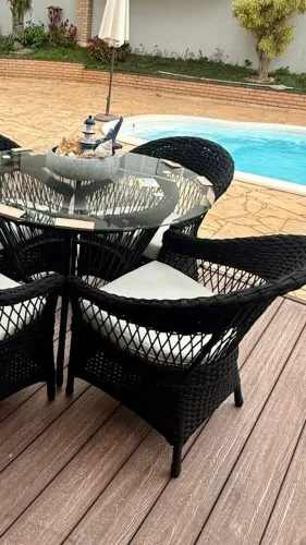 Mesa jantar corda nautica poltrona alumínio 