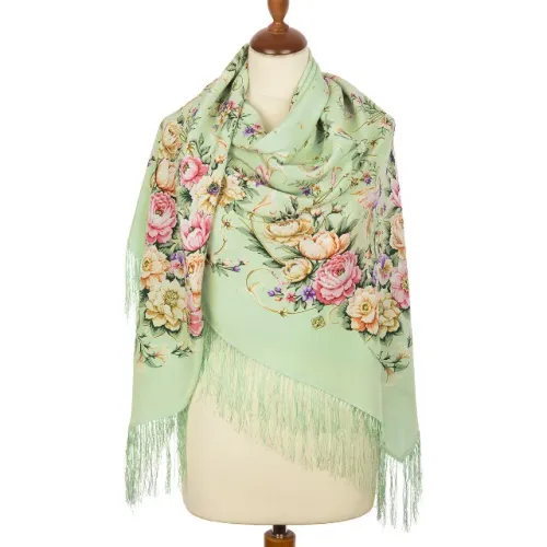 Xale Echarpe Lenço Russo Pavlovo Posad Original sem uso em seda 130x130cm mod 1681 