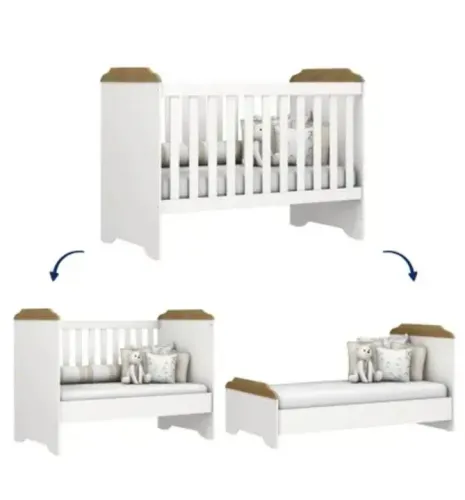 Berço, Cama e Colchão Infantil - Branco
