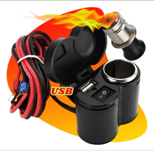 Carregador Celular P/ Moto Entrada Usb Isqueiro Prova Dagua