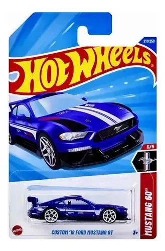 MINIATURA HOT WHEELS MUSTANG 60 5/5 CUSTOM '18 FORD MUSTANG GT 211/250 HYY94-N7C5