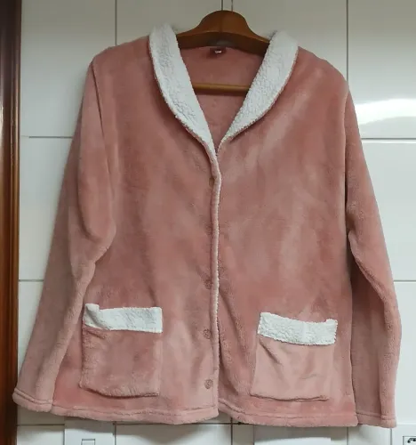 Blusa Casaco Aveludado Rosa Claro Tamanho P