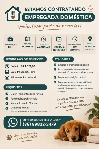 Vaga para Empregada Doméstica