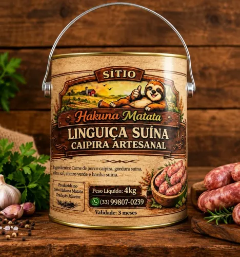 Linguiça de lata artesanal caipira 4kg 