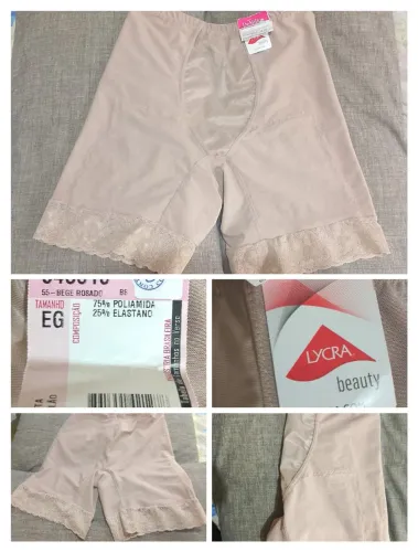 Bermuda cinta violão EG DeMillus pós Parto redução abdomina bege rosado 