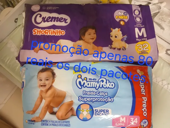 2 pacotes de fraldas por 80 reais