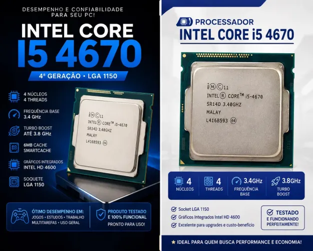 Processador i5 4670 4/4 3.8 GHz com Gráficos integrados