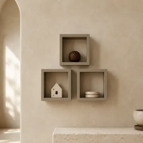 Kit 3 Nicho Prateleira Quadrado em MDF, decoração para sala, quarto e cozinha