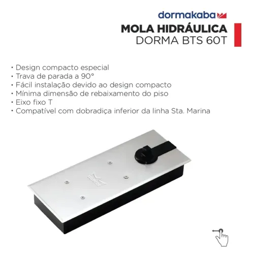 Mola hidráulica para porta de vidro
