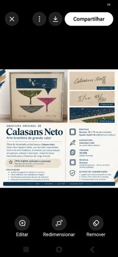 Quadro/Gravura CALASANS NETO para COLECIONADOR