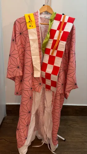 Cosplay Nesuko Demon Slayer Kimono+Faixa+brinde