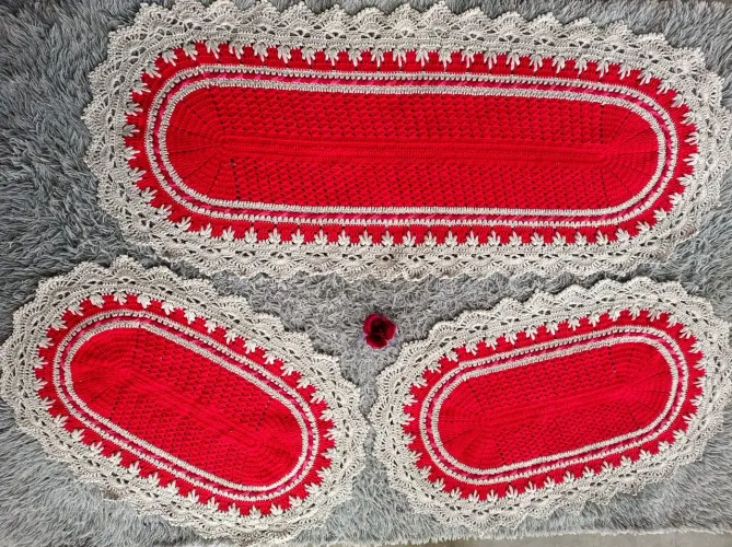 TAPETE E PASSADEIRA EM CROCHÊ - FEITO À MÃO