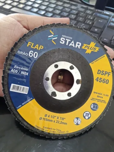 DISCO FLAP 4.1/2" GRÃO 40 OU 60 - ZIRCÔNIO PARA AÇO E INOX - KIT COM 10 UNIDADES
