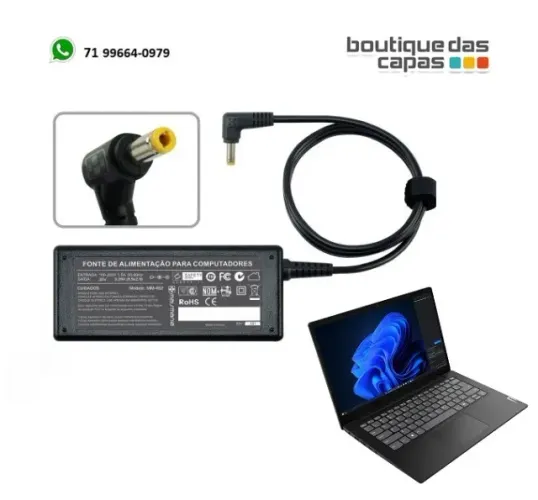 FONTE ENERGIA P NOTEBOOK 65w 20V 3.25A 5,5mm x 2,5mm LOGIN POSITIVO LENOVO TOSHIBA PHILCO