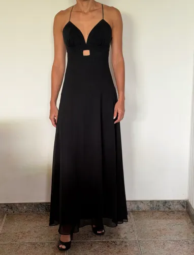Vestido longo PRETO DE FESTA- Elegante
