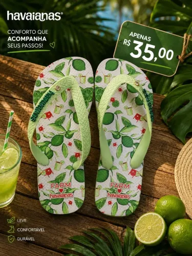Chinelo havaianas feminino tema limão 