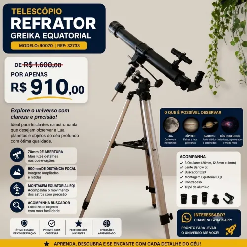 Telescópio Greika 90070 Equatorial REF.: F90070EQ