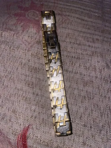 Pulseira Masculina Bicolor (Aço/Estilo Relógio) 