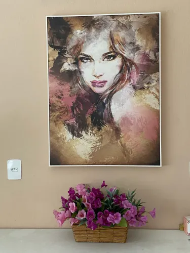 Quadro + cesto com flores