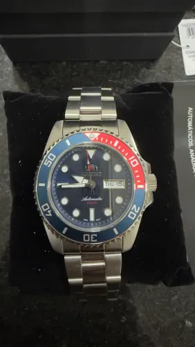 Relógio Orient Automático Submariner Pepsi F49SS026NH - Aço Inox Original