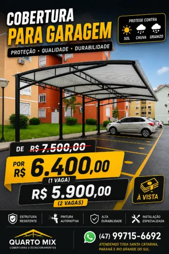 Cobertura Imperatriz 2,50m x 5,00m em Aluzinco (1 vaga)