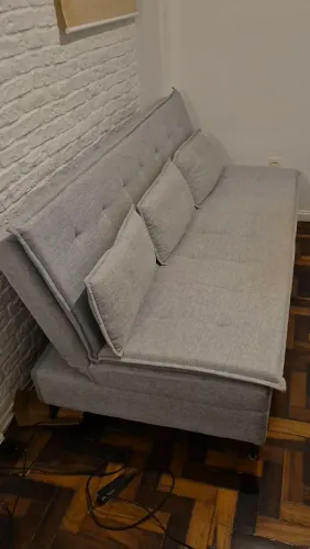 Ortobom Sofá Cama 3L Linho Cinza Gray