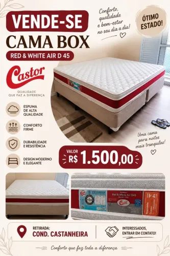 Cama box com colchão Castor Tamanho KING