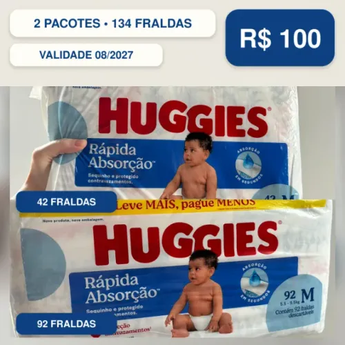 Fraldas Huggies tamanho M lacradas - a partir de R$25