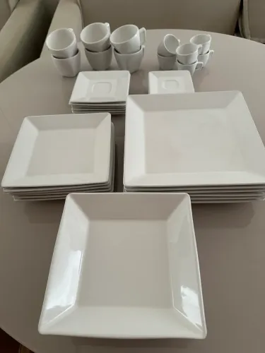 Aparelho de jantar Oxford 42 peças (branco, quadrado)