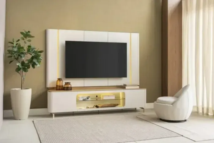PAINEL + RACK SANTORINI 2,40M MDF. PRONTA ENTREGA.