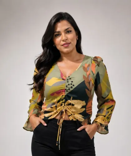 Blusa estilo croped inspiração FARM