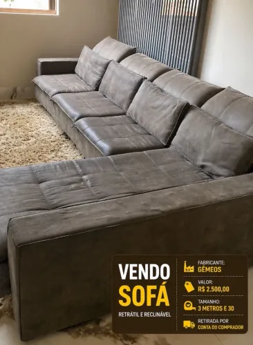 Sofá retrátil 2.30 metros reclinável 2.500,00 
