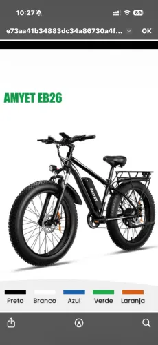 Bicicleta Elétrica AMYET EB26 1000W Fat Tire 26" - Nova - São Paulo