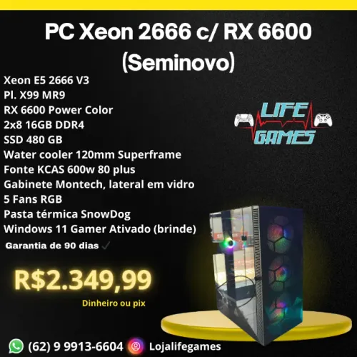 PC Xeon 2666 c/ RX 6600 (seminovo)